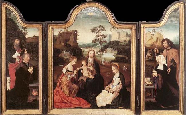 unknow artist Virgin and Child with St Catherine and St Barbara Spain oil painting art